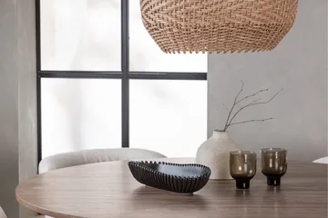 Lanzo Rund Matgrupp i Trä 120 cm med 4 Edina Stolar - Natur / Beige / Vit - Products - Möbler - Bord & matgrupp - Matgrupp