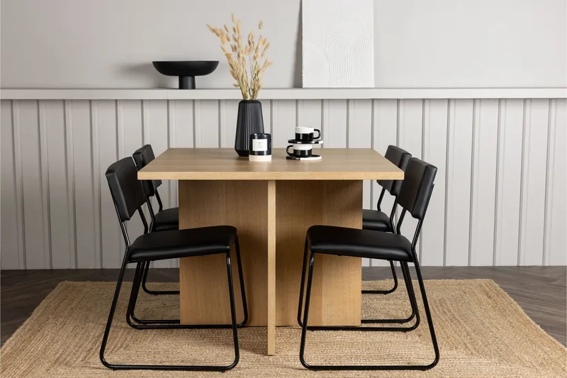 Leo Matgrupp 100 cm Rektangulär med 4 Kenth Stolar - Svart - Products - Möbler - Bord & matgrupp - Matgrupp