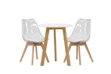 Leonora Matgrupp 65 cm Rund med 2 Edvin stolar - Vit - Products - Möbler - Bord & matgrupp - Matgrupp