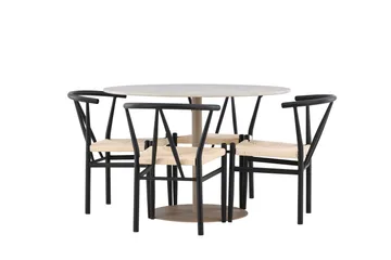 Lycke Matgrupp 110 cm Rund med 4 Alfons stolar - Beige/Svart - Products - Möbler - Bord & matgrupp - Matgrupp