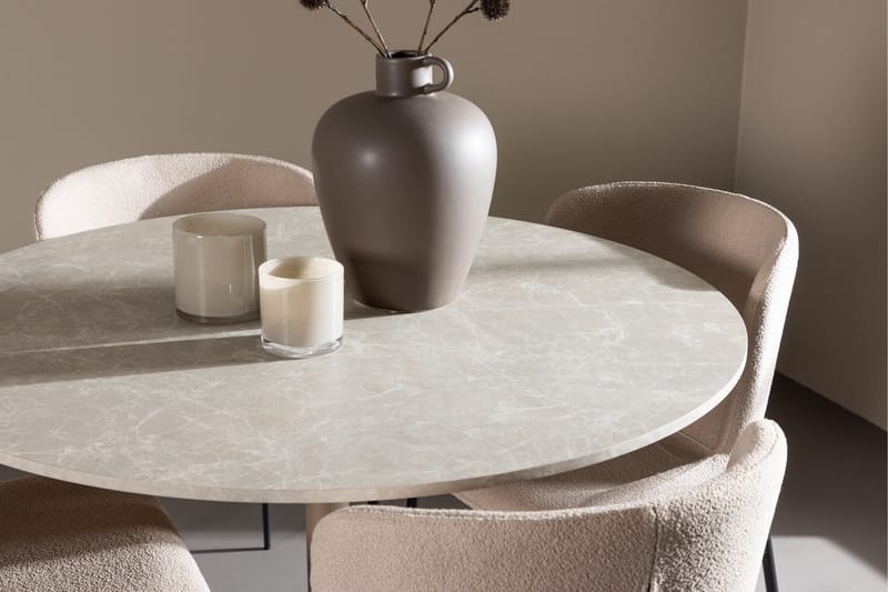 Lycke Matgrupp 110 cm Rund med 4 Modesto stolar - Beige/Beige - Products - Möbler - Bord & matgrupp - Matgrupp