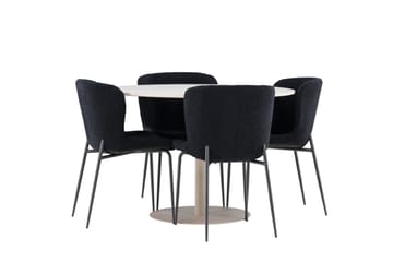 Lycke Matgrupp 110 cm Rund med 4 Modesto stolar - Beige/Svart - Products - Möbler - Bord & matgrupp - Matgrupp