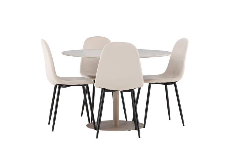 Lycke Matgrupp 110 cm Rund med 4 Polar stolar - Beige/Beige - Products - Möbler - Bord & matgrupp - Matgrupp