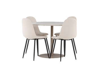 Lycke Matgrupp 110 cm Rund med 4 Polar stolar - Beige/Beige - Products - Möbler - Bord & matgrupp - Matgrupp
