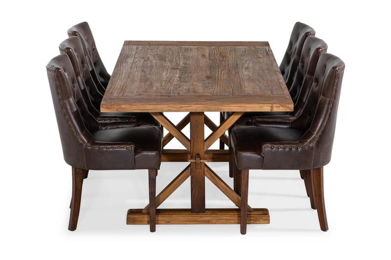 Lyon Förlängningsbar Matgrupp 200 cm med 6 Tuva Fåtölj - Natur/Brun - Products - Möbler - Bord & matgrupp - Matgrupp