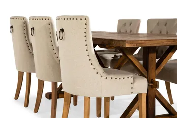 Lyon Förlängningsbar Matgrupp 200 cm med 6 Viktoria Fåtölj - Brunt Trä / Natur Beige - Products - Möbler - Bord & matgrupp - Matgrupp