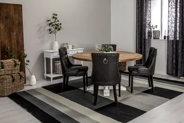 Lyon Matgrupp 150 cm Rund med 4 Tuva Fåtölj - Vintage Alm/Vit/Svart PU - Products - Möbler - Bord & matgrupp - Matgrupp