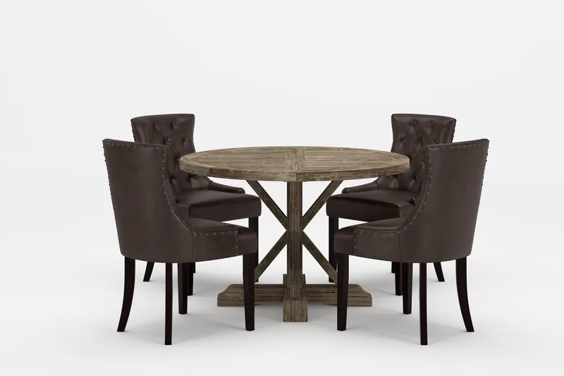 Lyon Premium Förlängningsbar Matgrupp 120-160 cm + 4 Tuva St - Mörkbrun/Brun - Products - Möbler - Bord & matgrupp - Matgrupp