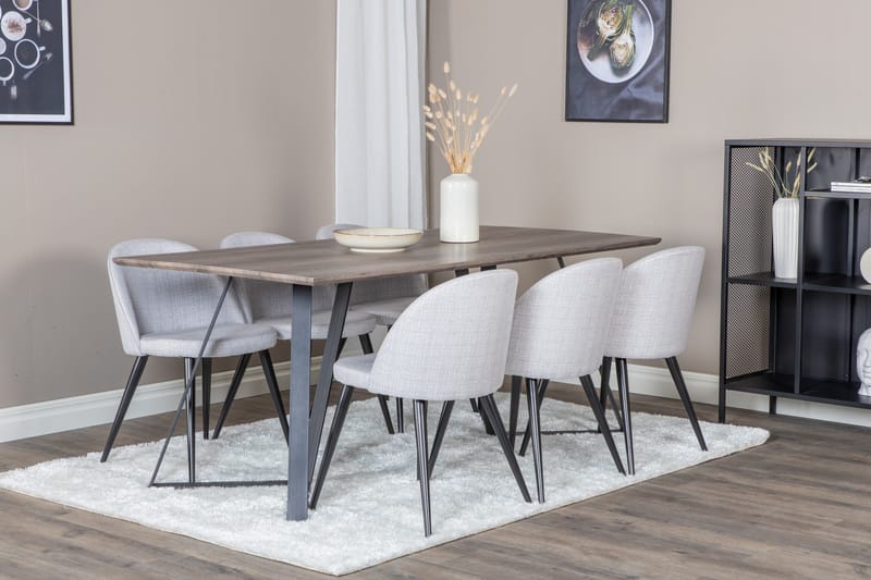 Malvina Matgrupp 180 cm Rektangulär med 6 Sedavi Stolar - Svart - Products - Möbler - Bord & matgrupp - Matgrupp