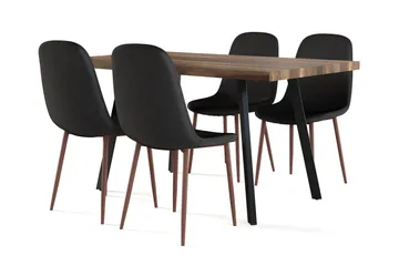 Marcelen Matbord Förlängningsbart med illäggsskiva +  4 st Nibe stol svart med valnöt ben - Brun/Svart - Products - Möbler - Bord & matgrupp - Matgrupp