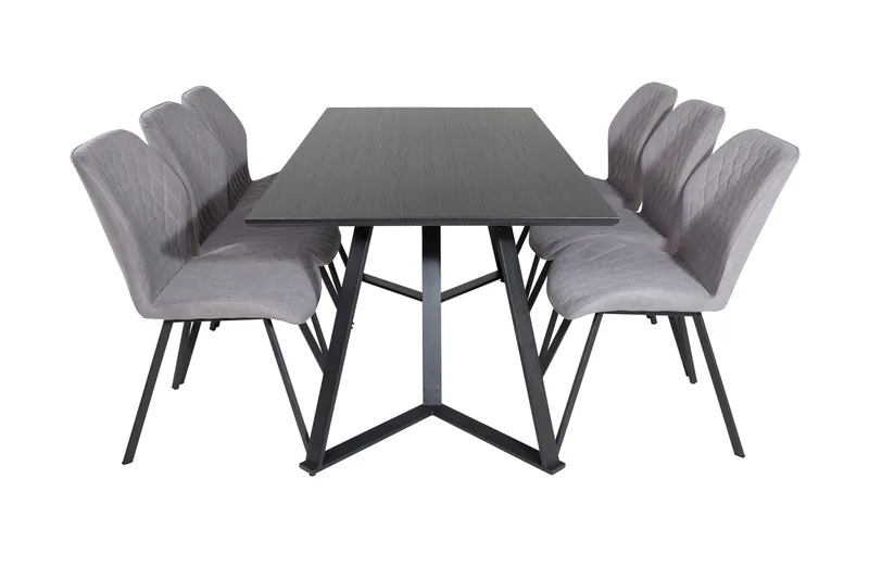 Marina Matgrupp 180 cm Rektangulär med 6 Gemma stolar - Svart - Products - Möbler - Bord & matgrupp - Matgrupp