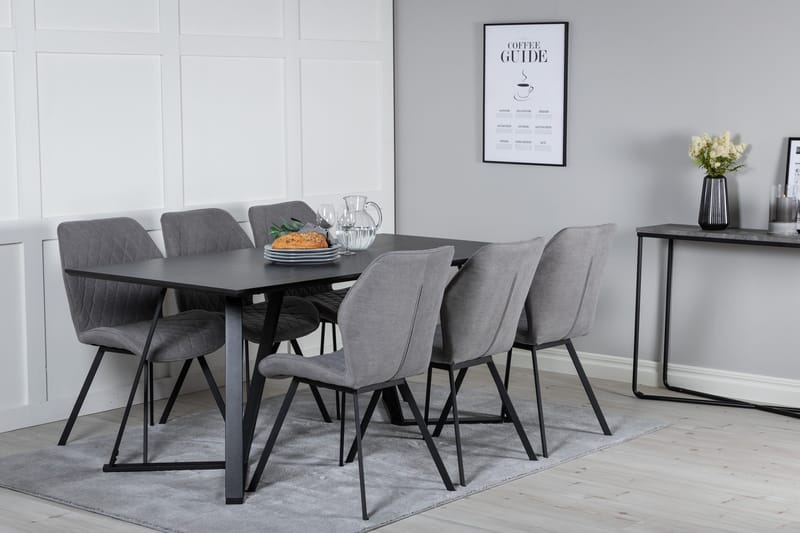 Marina Matgrupp 180 cm Rektangulär med 6 Gemma stolar - Svart - Products - Möbler - Bord & matgrupp - Matgrupp