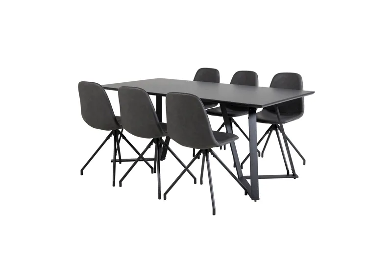 Marina Matgrupp 180 cm Rektangulär med 6 Polar stolar - Svart - Products - Möbler - Bord & matgrupp - Matgrupp