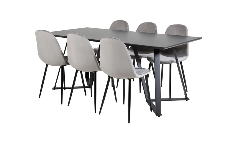 Marina Matgrupp 180 cm Rektangulär med 6 Polar stolar - Svart - Products - Möbler - Bord & matgrupp - Matgrupp