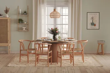 Kopparbo Ljust Runt Matbord 106 cm Förlängningsbart med illäggsskiva - Vitlaserat Ek / Trä - Products - Möbler - Bord & matgrupp - Matbord & köksbord