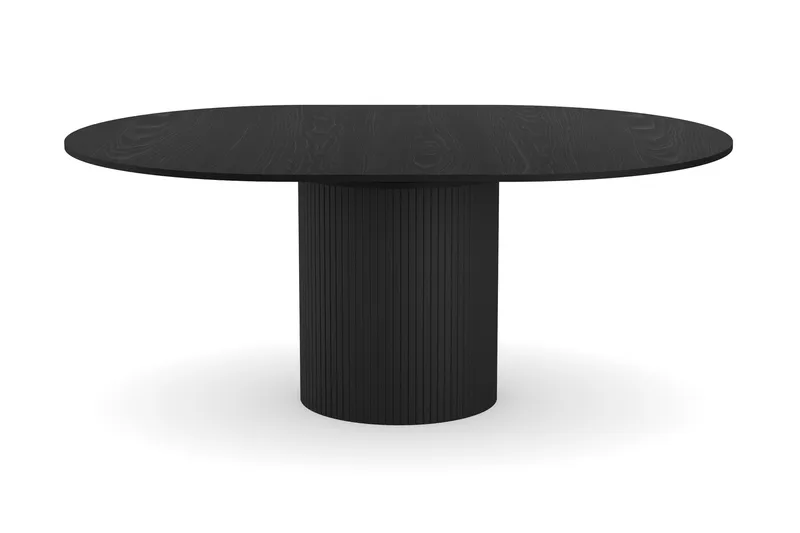 Kopparbo Runt Matbord 130 cm Förlängningsbar med illäggsskiva - Svart Trä / Ribbad - Products - Möbler - Bord & matgrupp - Matbord & köksbord