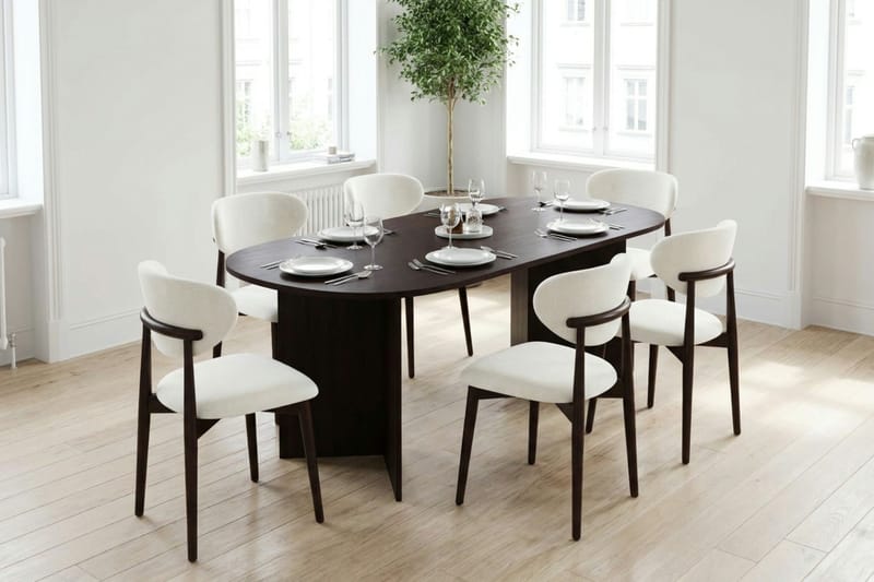 Vera Matgrupp rektangulärt 220 cm Rökt Ek med 6 Molly Matstolar - Rökt ek - Products - Möbler - Bord & matgrupp - Matgrupp