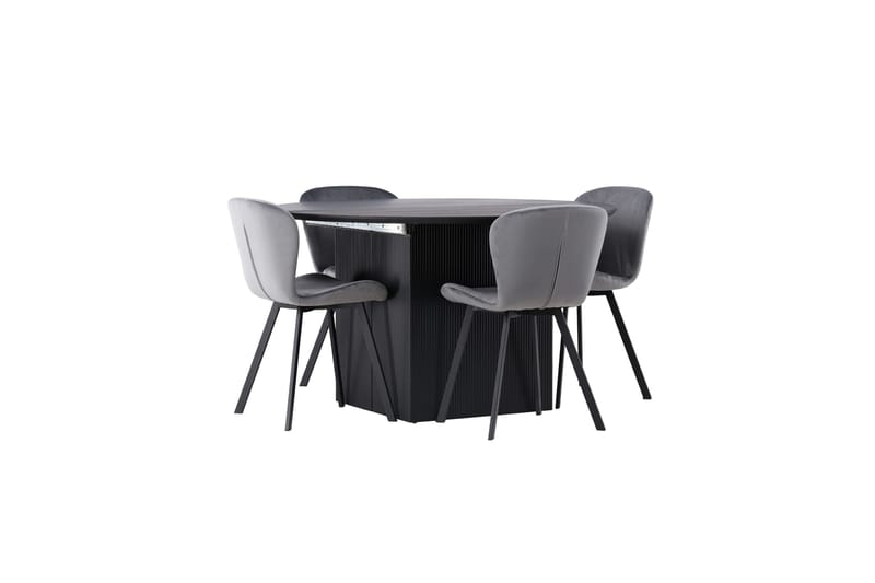 Matilda Matgrupp 130 cm Rund med 4 Lilja Stolar - Svart - Products - Möbler - Bord & matgrupp - Matgrupp