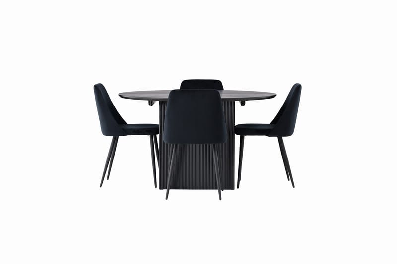 Matilda Matgrupp 130 cm Rund med 4 Night Stolar - Svart - Products - Möbler - Bord & matgrupp - Matgrupp