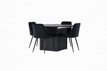 Matilda Matgrupp 130 cm Rund med 4 Night Stolar - Svart - Products - Möbler - Bord & matgrupp - Matgrupp