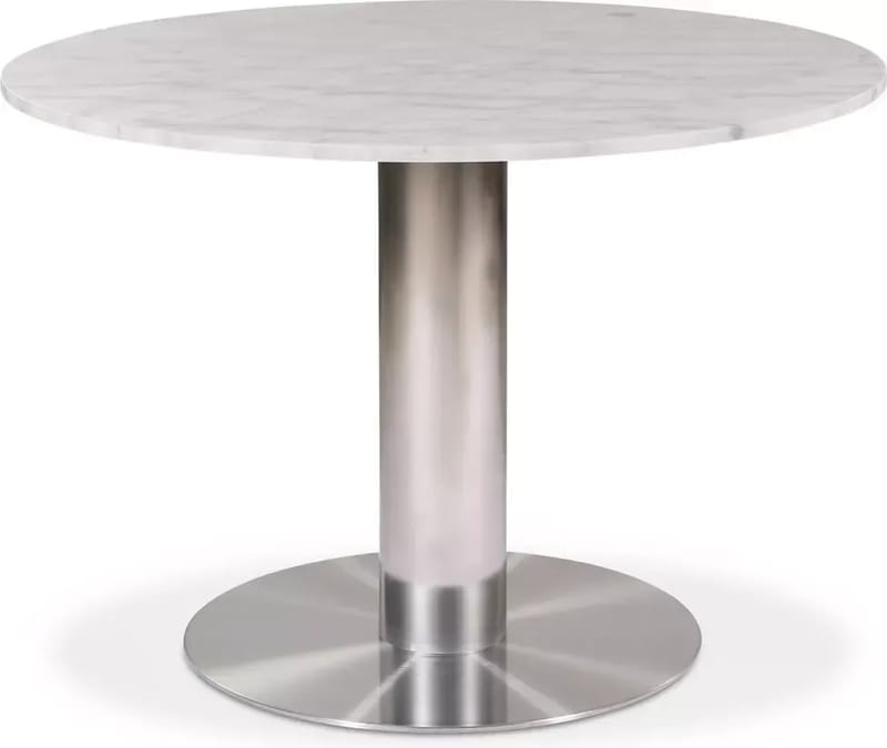 Next runt matbord i marmor D105 cm - Borstad stål / Marmor (Vit), Borstad stål/Marmor Vit