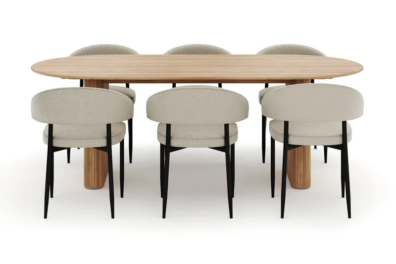 Noira Ovalt Matbord 220 cm med 6 Sawako Stolar - Natur - Products - Möbler - Bord & matgrupp - Matgrupp