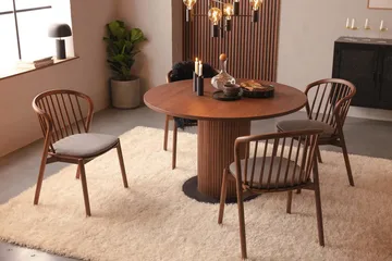 Noira Runt Litet Matbord Valnöt 120 cm - Brun / Ribbad - Products - Möbler - Bord & matgrupp - Matbord & köksbord