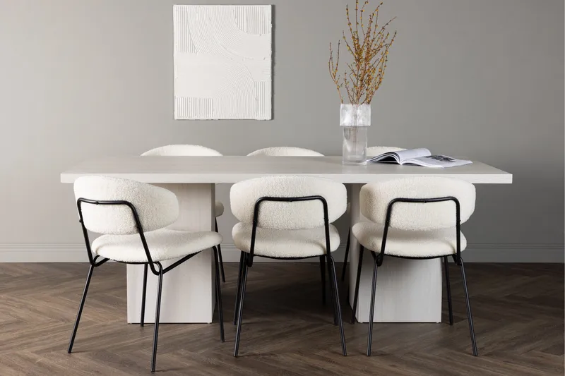 Olga Matgrupp 200 cm Rektangulär med 6 Chico Stolar - Vit - Products - Möbler - Bord & matgrupp - Matgrupp