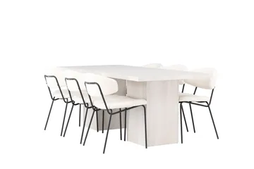 Olga Matgrupp 200 cm Rektangulär med 6 Chico Stolar - Vit - Products - Möbler - Bord & matgrupp - Matgrupp