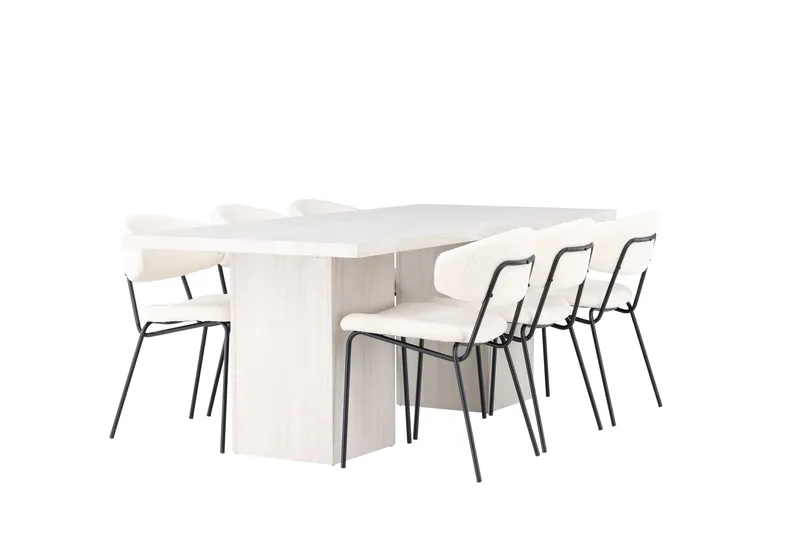 Olga Matgrupp 200 cm Rektangulär med 6 Chico Stolar - Vit - Products - Möbler - Bord & matgrupp - Matgrupp