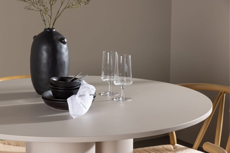 Olivia Matgrupp 110 cm Rund med 4 Alfons stolar - Beige/Beige - Products - Möbler - Bord & matgrupp - Matgrupp