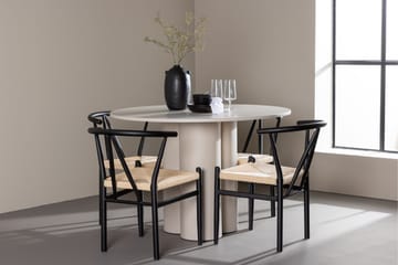 Olivia Matgrupp 110 cm Rund med 4 Alfons stolar - Beige/Svart - Products - Möbler - Bord & matgrupp - Matgrupp