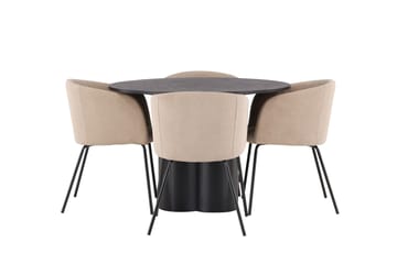 Olivia Matgrupp 110 cm Rund med 4 Berit Stolar - Beige - Products - Möbler - Bord & matgrupp - Matgrupp