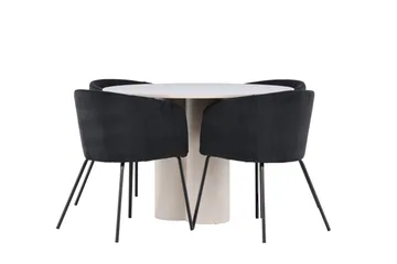 Olivia Matgrupp 110 cm Rund med 4 Berit stolar - Beige/Svart - Products - Möbler - Bord & matgrupp - Matgrupp