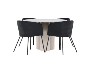 Olivia Matgrupp 110 cm Rund med 4 Berit stolar - Beige/Svart - Products - Möbler - Bord & matgrupp - Matgrupp