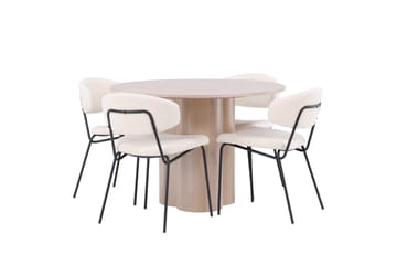 Olivia Matgrupp 110 cm Rund med 4 Chico Stolar - Whitewash - Products - Möbler - Bord & matgrupp - Matgrupp