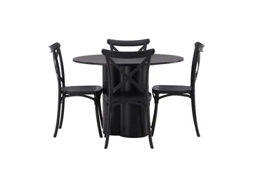 Olivia Matgrupp 110 cm Rund med 4 Crosett Stolar - Svart - Products - Möbler - Bord & matgrupp - Matgrupp