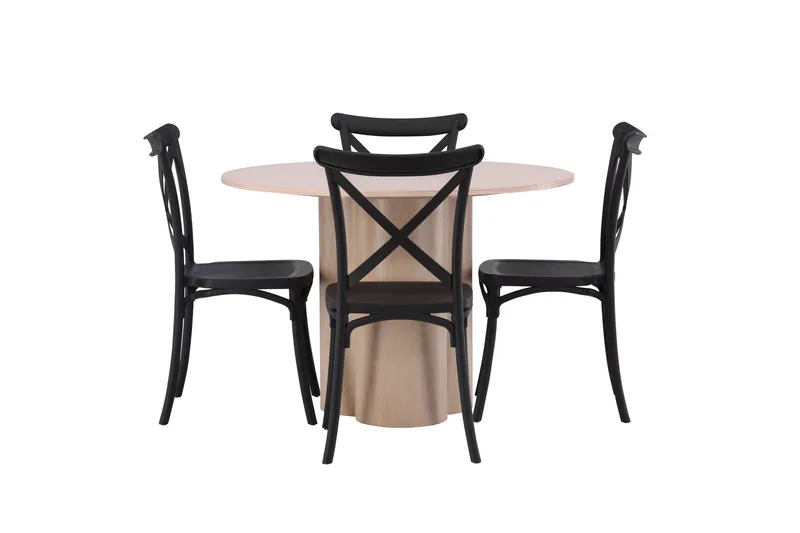 Olivia Matgrupp 110 cm Rund med 4 Crosett stolar, Whitewash