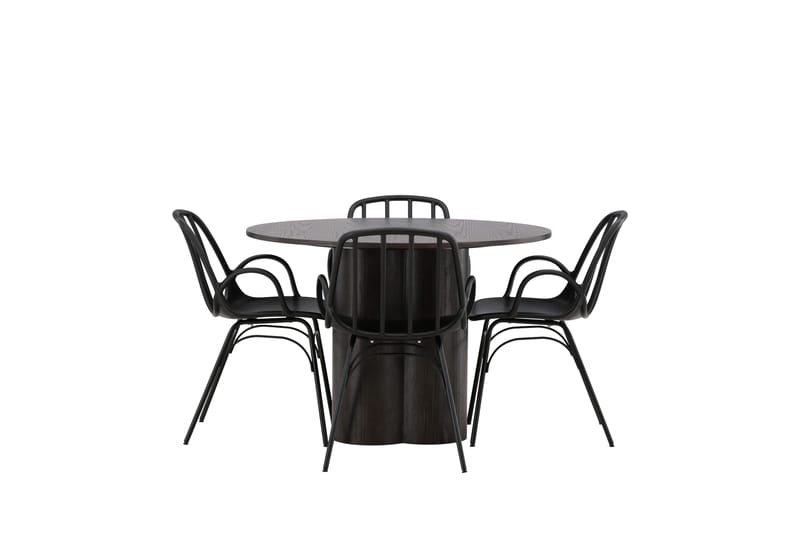 Olivia Matgrupp 110 cm Rund med 4 Dyrön stolar - Svart - Products - Möbler - Bord & matgrupp - Matgrupp