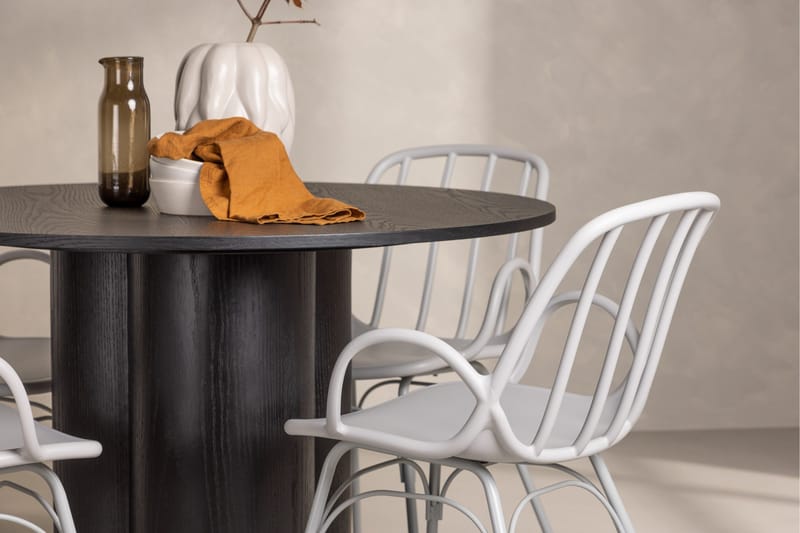 Olivia Matgrupp 110 cm Rund med 4 Dyrön Stolar - Svart - Products - Möbler - Bord & matgrupp - Matgrupp