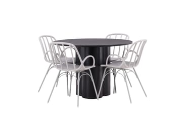 Olivia Matgrupp 110 cm Rund med 4 Dyrön Stolar - Svart - Products - Möbler - Bord & matgrupp - Matgrupp