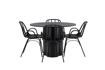 Olivia Matgrupp 110 cm Rund med 4 Dyrön Stolar - Svart - Products - Möbler - Bord & matgrupp - Matgrupp