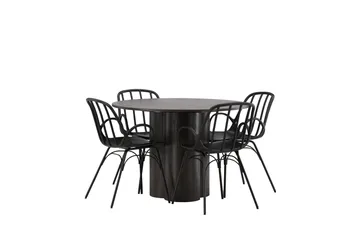 Olivia Matgrupp 110 cm Rund med 4 Dyrön stolar - Svart - Products - Möbler - Bord & matgrupp - Matgrupp