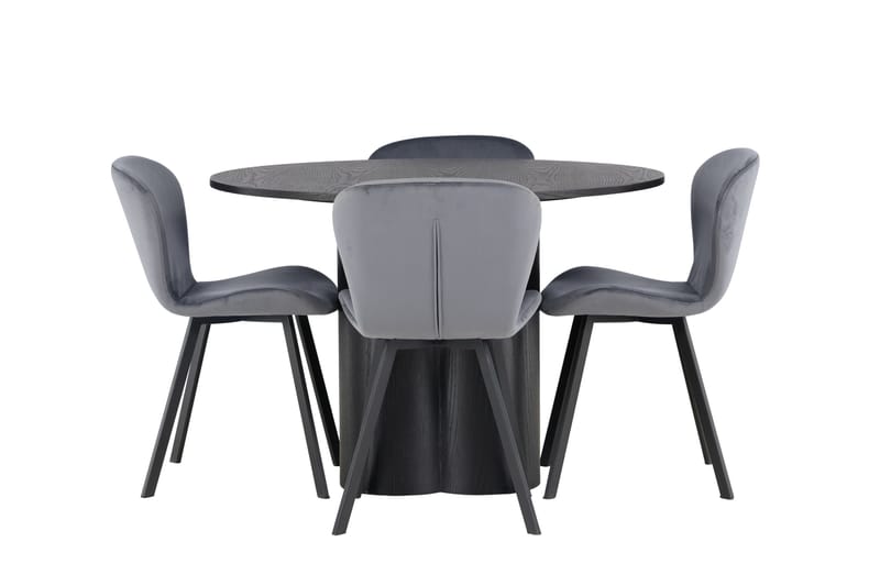 Olivia Matgrupp 110 cm Rund med 4 Lilja Stolar - Svart - Products - Möbler - Bord & matgrupp - Matgrupp