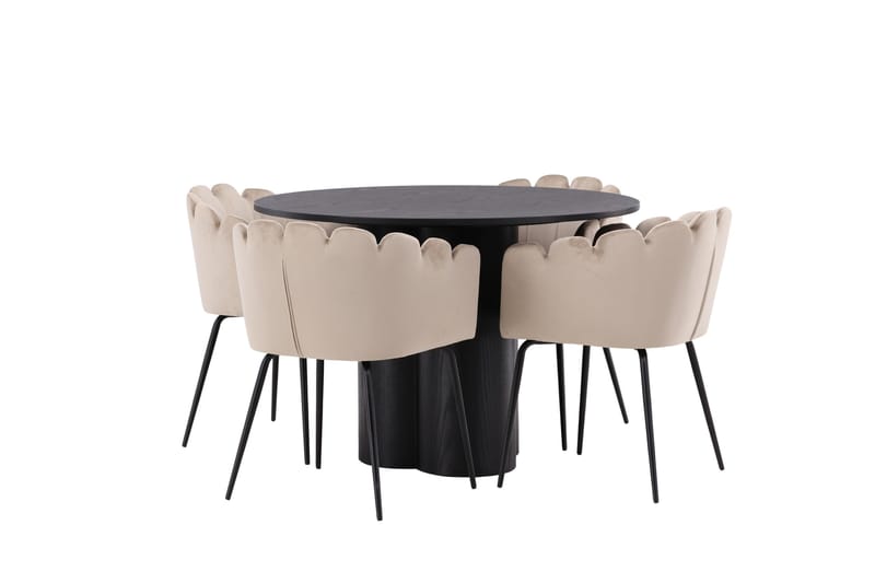 Olivia Matgrupp 110 cm Rund med 4 Limhamn Stolar - Beige - Products - Möbler - Bord & matgrupp - Matgrupp
