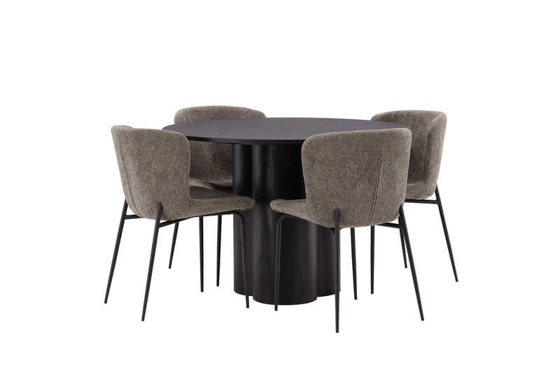 Olivia Matgrupp 110 cm Rund med 4 Modesto Stolar - Beige - Products - Möbler - Bord & matgrupp - Matgrupp
