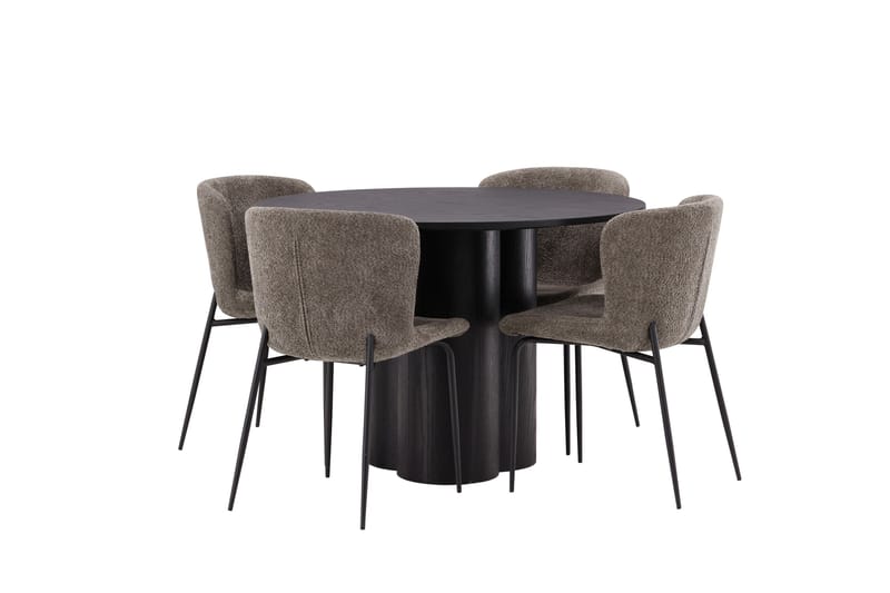Olivia Matgrupp 110 cm Rund med 4 Modesto Stolar - Beige - Products - Möbler - Bord & matgrupp - Matgrupp