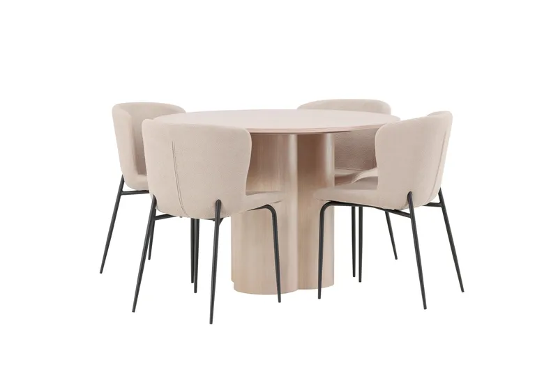 Olivia Matgrupp 110 cm Rund med 4 Modesto stolar - Whitewash - Products - Möbler - Bord & matgrupp - Matgrupp