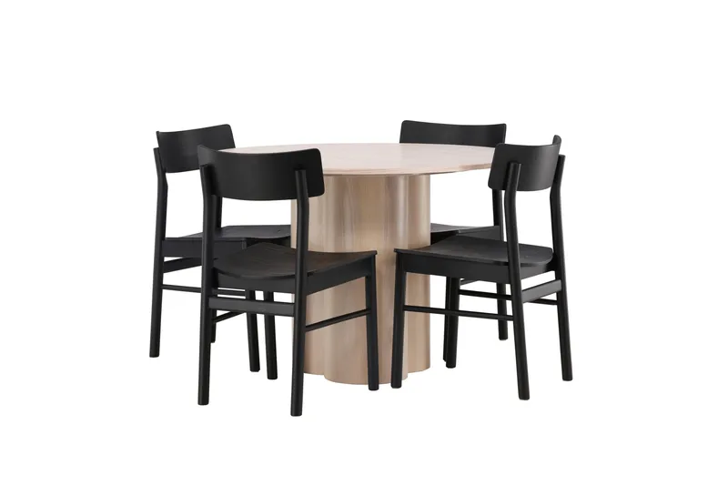 Olivia Matgrupp 110 cm Rund med 4 Montros stolar - Whitewash - Products - Möbler - Bord & matgrupp - Matgrupp