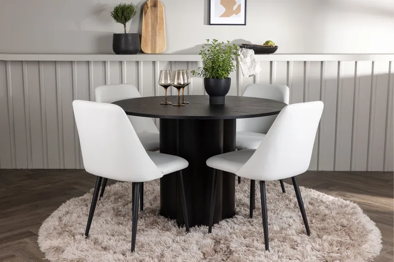 Olivia Matgrupp 110 cm Rund med 4 Night Stolar, Svart